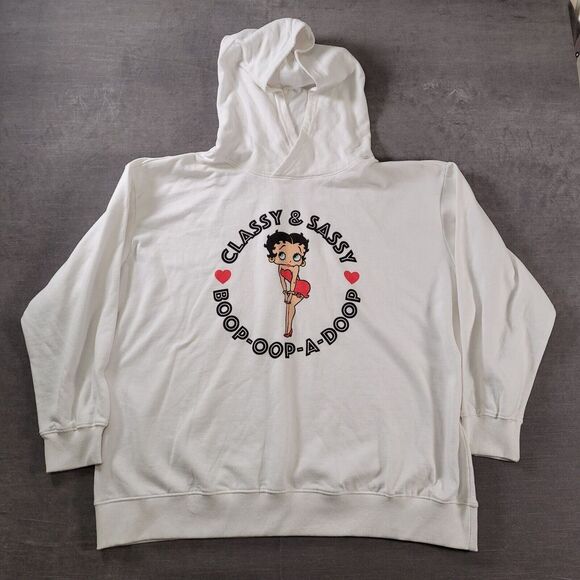Betty Boop Pullover Hoodie Sweatshirt White Classy & Sassy Size 2XL XXL - Picture 1 of 9